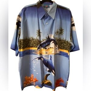 Men’s Deep Water short sleeve button down shirt XXL